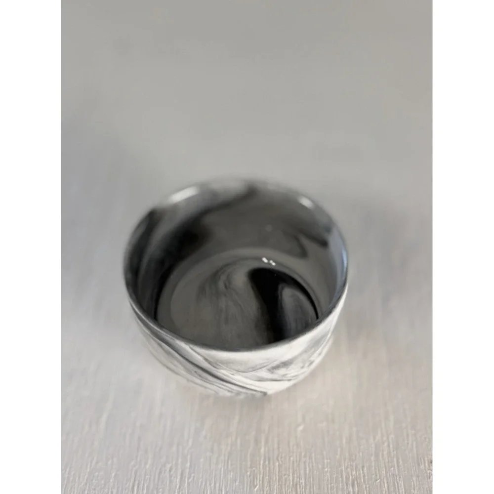 CB2 Swirl Black & White Mini Bowl Side Sauce Cup By Jennifer Fisher Marble Look